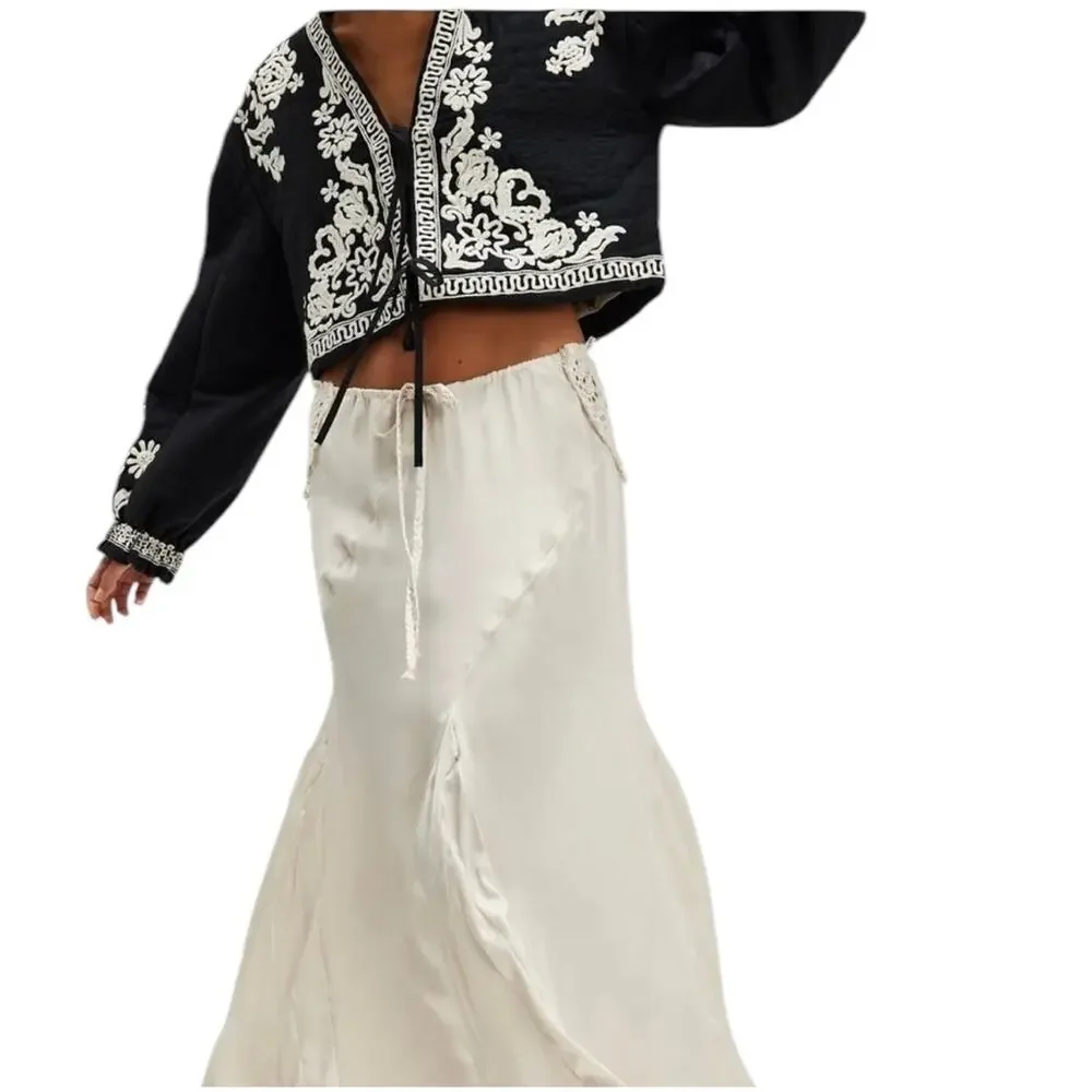 Free People Bali Mabel Jacket Large Cottahecore Boho Cowgirl Flounce Sleeve - Picture 10 of 11